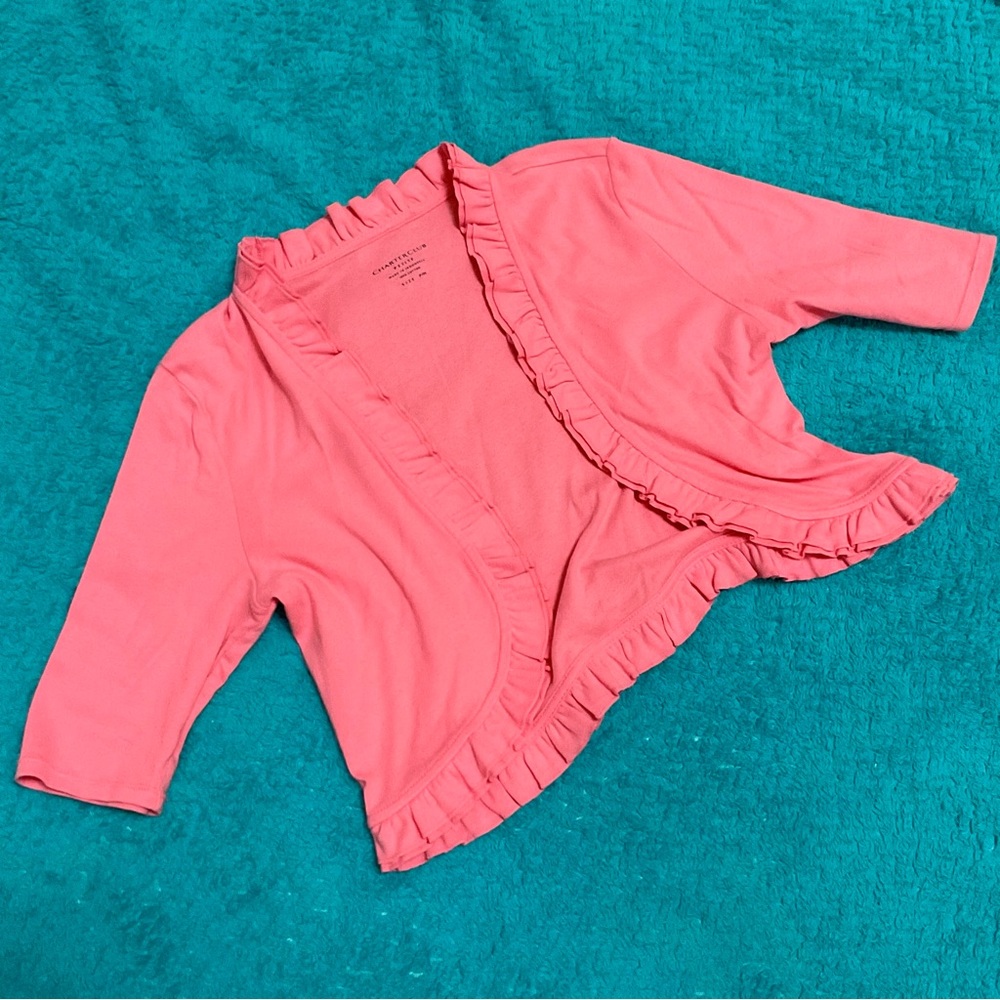 CHARTER CLUB petite cropped coral cardigan